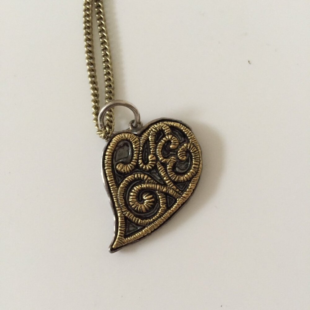 Silver Heart Love Sterling 925 Paisley Statement Pendant